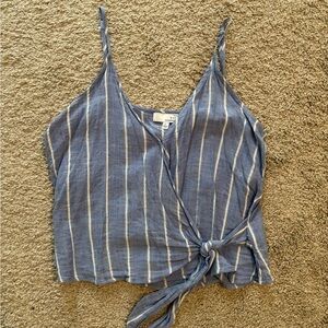 Ten Sixty Sherman Blue and White Striped Tie-Front Cami